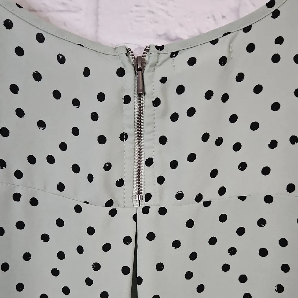Maurices Light Green Blouse with Black Dots - Picture 5 of 5